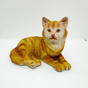 SOLD Vintage Porcelain Aldon Life Like Cat Orange Ginger Tabby Painted Hallmark